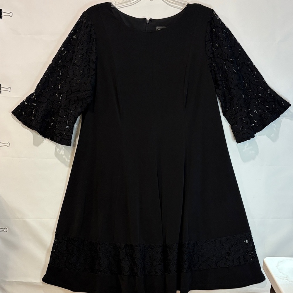 Jessica Howard Black Dress with Lace Sleeves